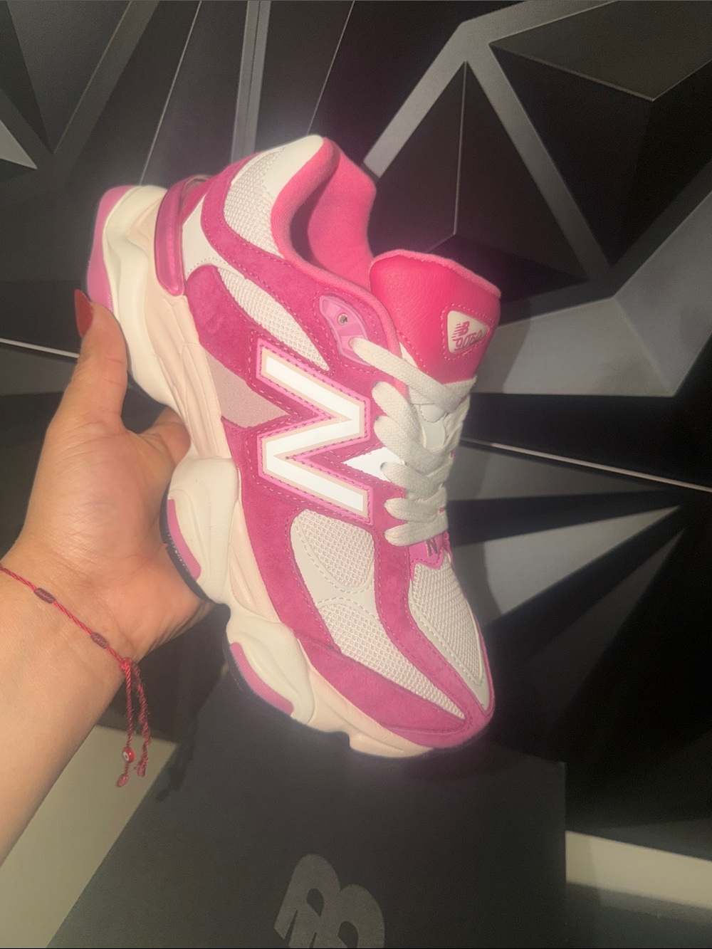New Balance White and Hot Pink Retro Runner